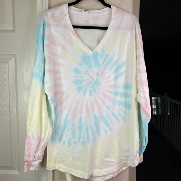 Spirit Jersey Long Sleeve Sweaters Sweatshirts Tie Dye Hooded Oversized - Picture 2 of 12